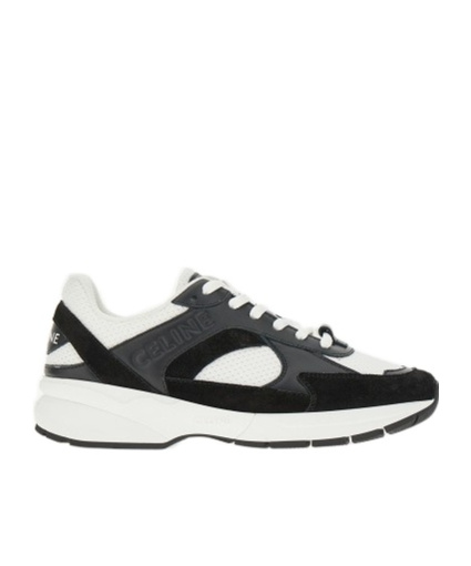 RUNNER CR-03 LOW LACE-UP SNEAKER in MESH, CALFSKIN AND SUEDE CALFSKIN