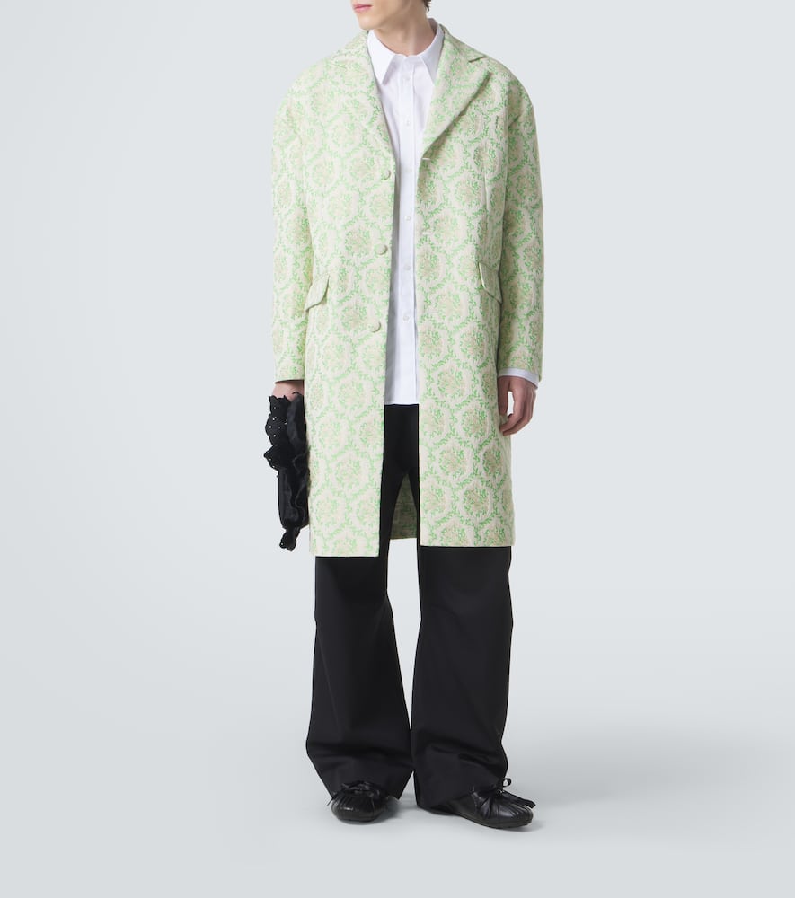 Floral cotton-blend jacquard coat