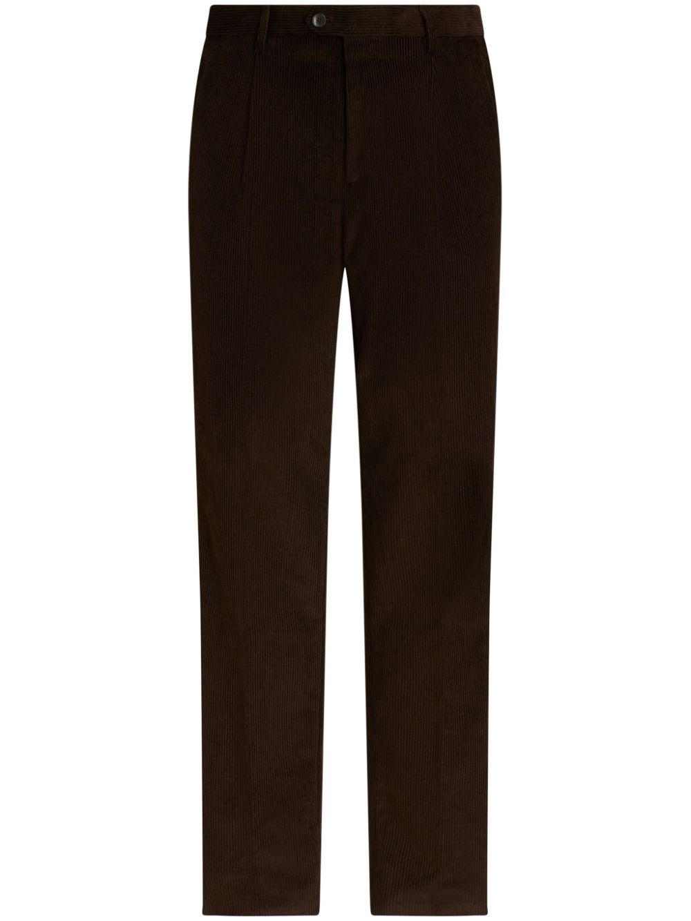 Floral-stripe corduroy trousers - Brown