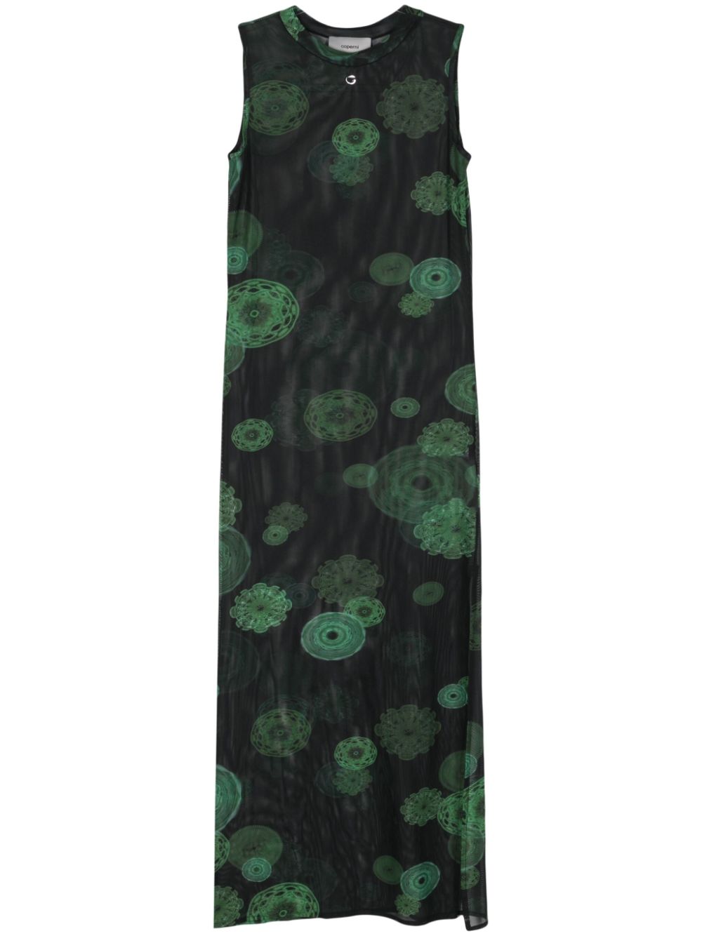 Cymatics-print mesh maxi dress - Black