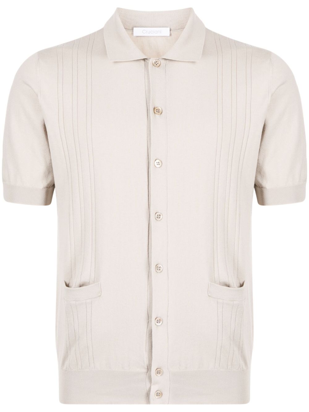 Pointelle-knit cotton polo shirt - Brown