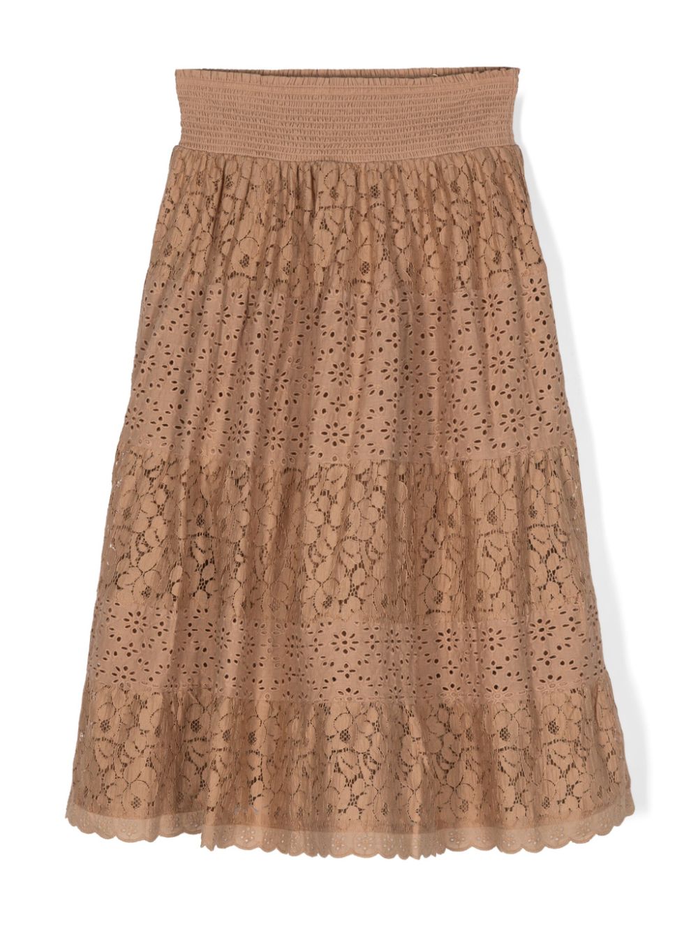 Floral-lace detail dress - Brown