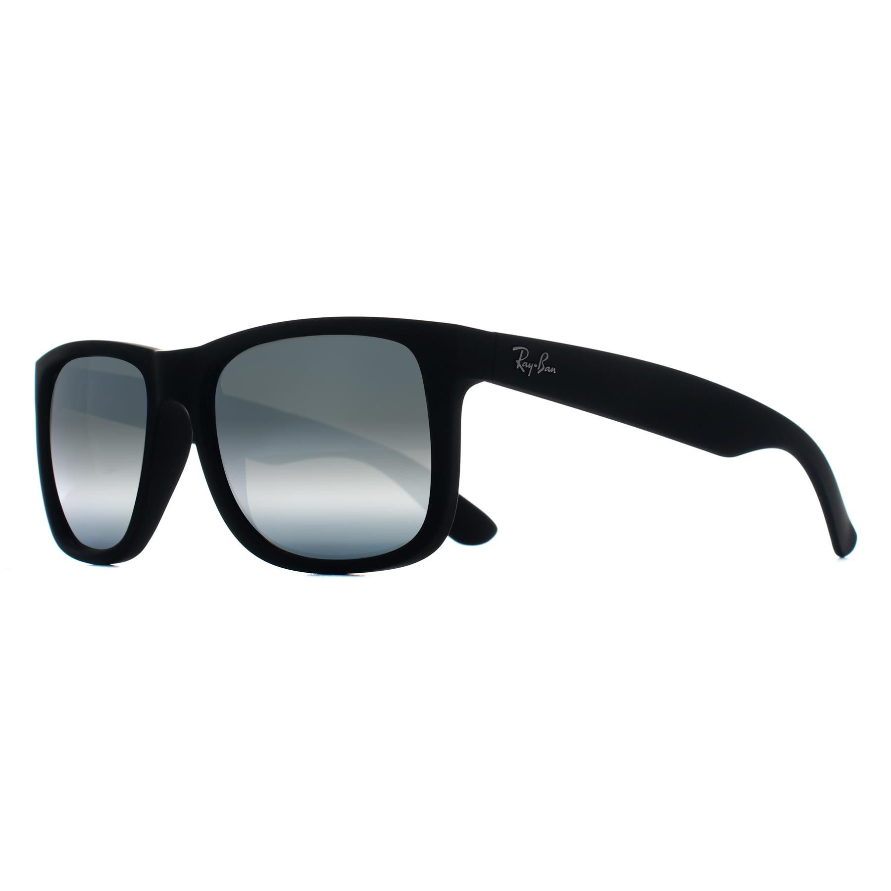 RAY-BAN Man Sunglasses RB4165 Justin Classic  -  Frame color: Rubber Black, Lens color: Green Mirror Silver Polarised