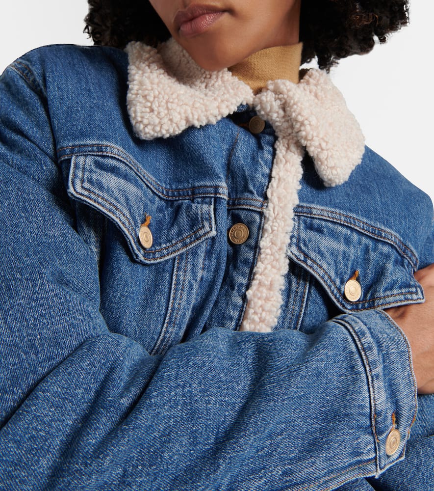 Teddy-trimmed denim jacket