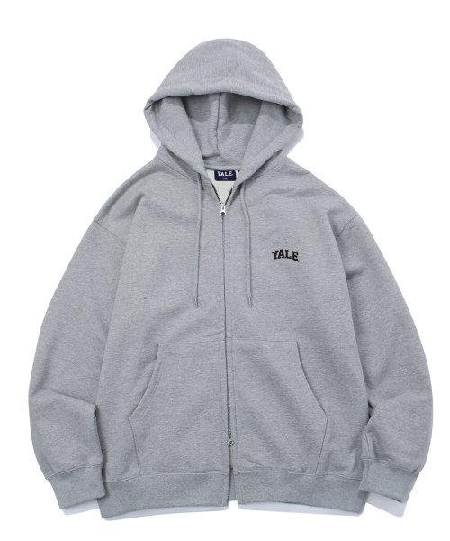 SMALL ARCH LOGO HOODIE ZIP UP GRAY