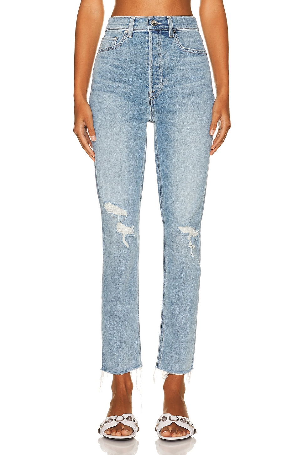 GRLFRND Piper Super High Rise Slim Jeans in La Jolla - Denim-Light. 32 also in