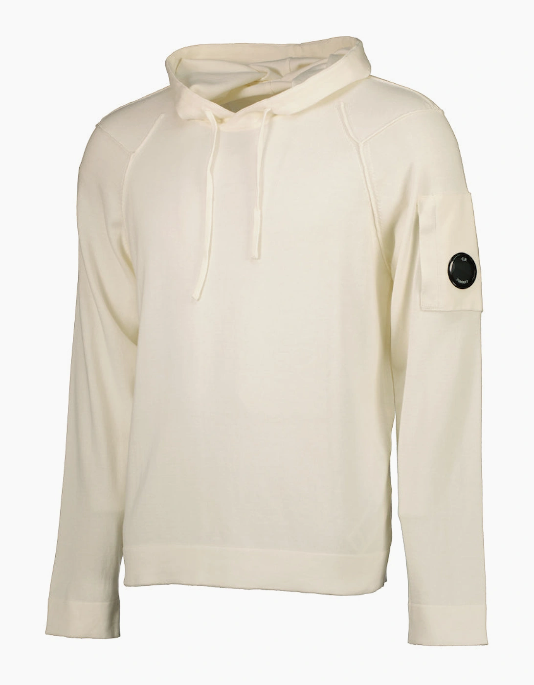 CP Company Men's Sea Island Knitted Lens Hoodie - White