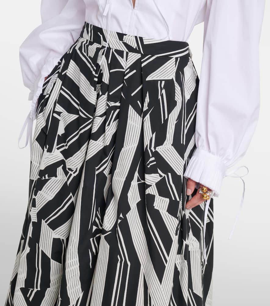 Printed cotton midi skirt