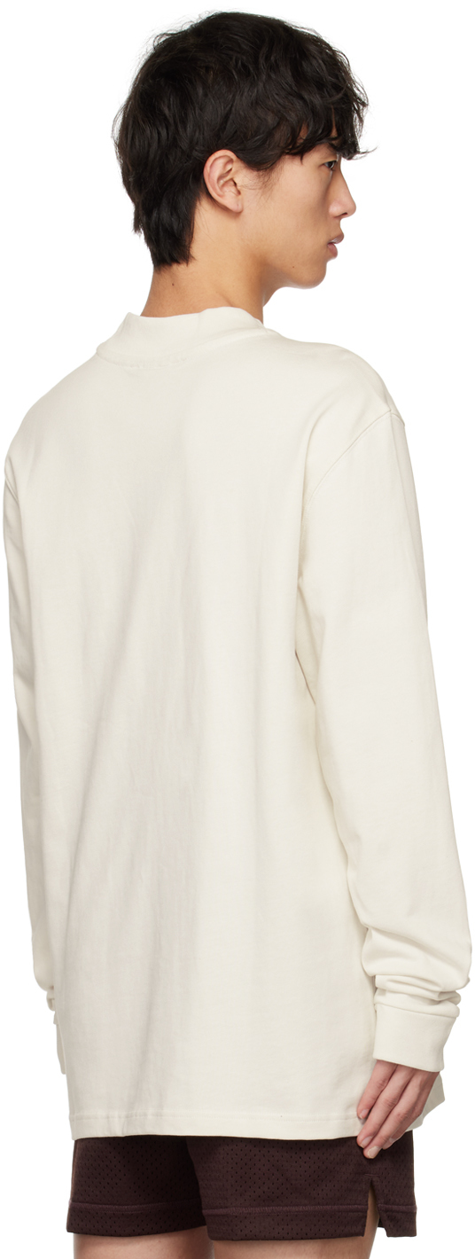 Beige Rib Long Sleeve T-Shirt
