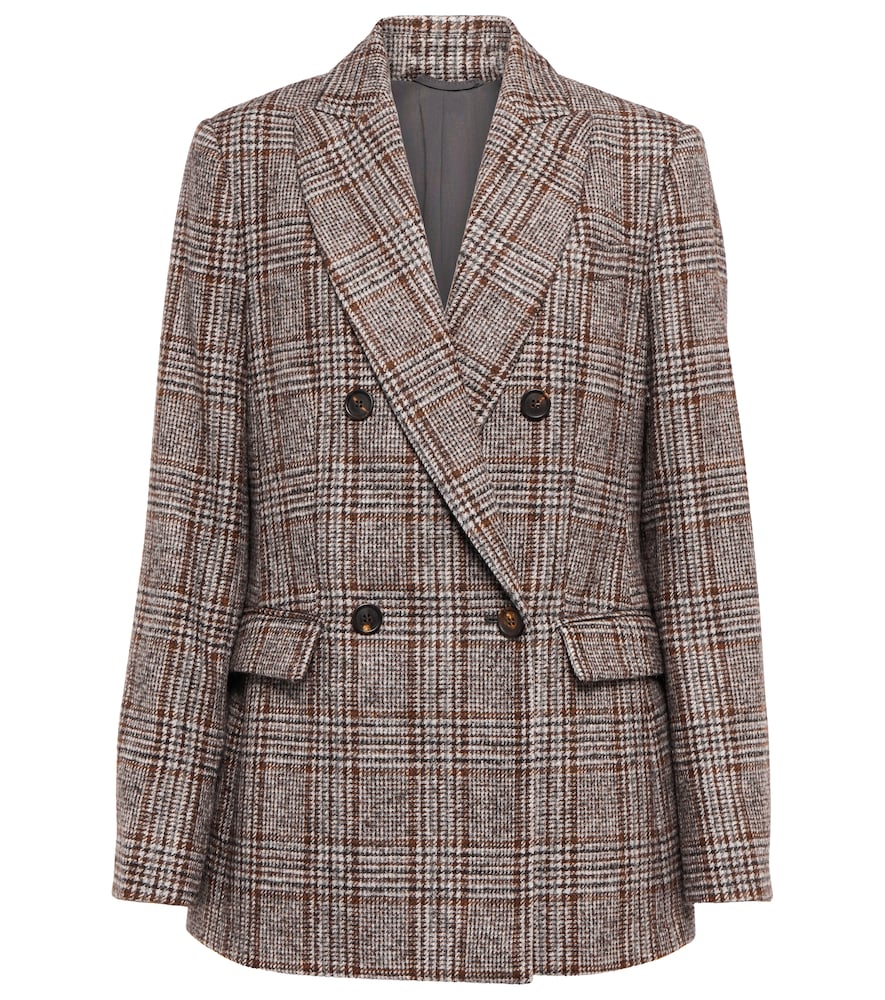 Double-breasted wool-blend blazer
