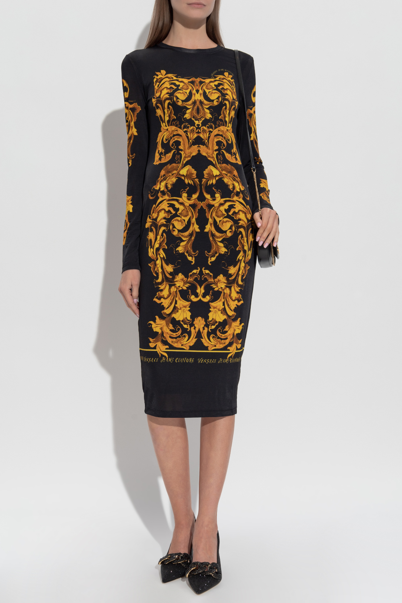 Dress With "barocco" Print, Women's, Black