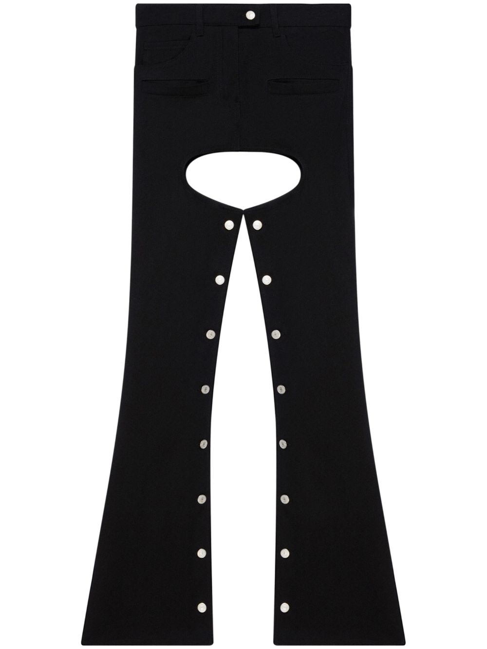Cut-out flared denim trousers - Black