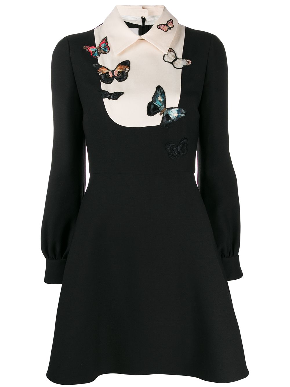 Valentino Garavani embroidered butterfly flared dress - Black