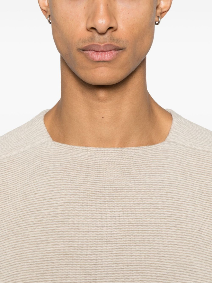 Beige Ottoman straight neck sweater