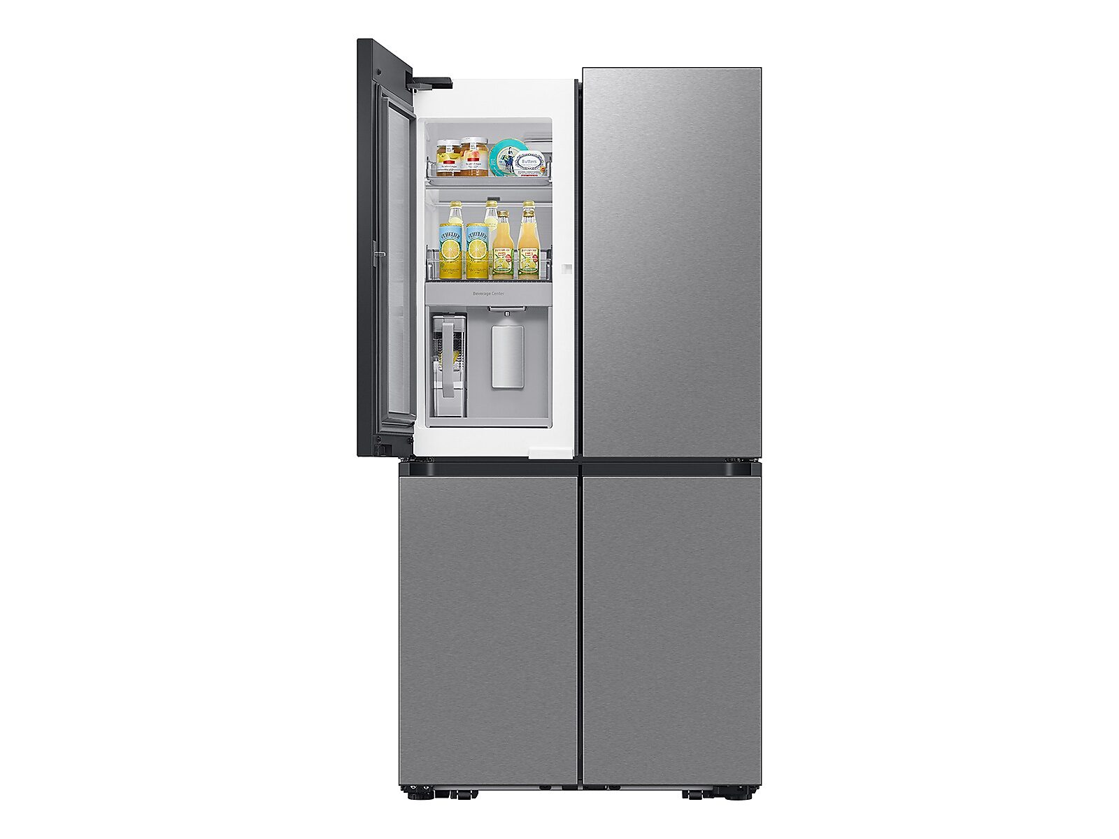Bespoke Counter Depth 4-Door Flex™ Refrigerator (23 cu. ft.) with Beverage Center ™ in Stainless Steel - (with Customizable Door Panel Colors)