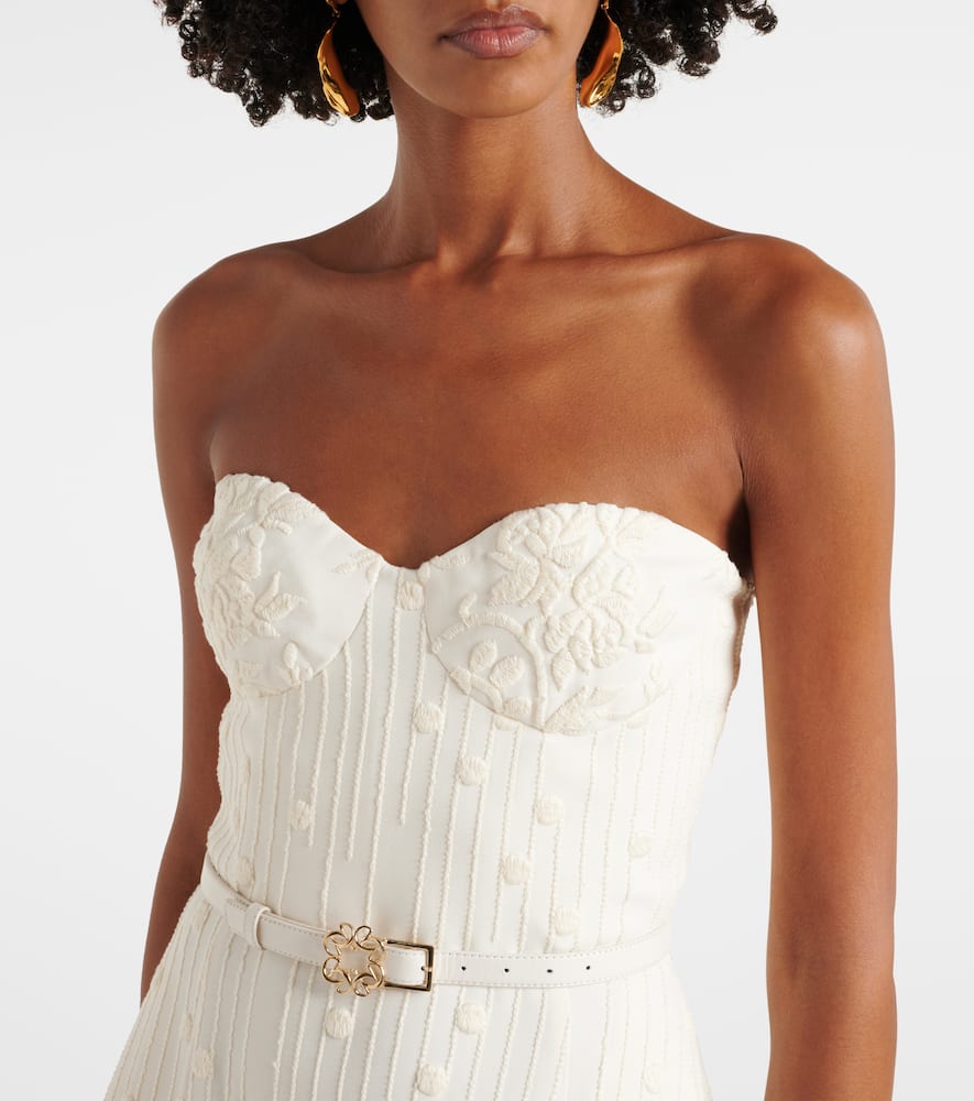 Embroidered cady midi dress