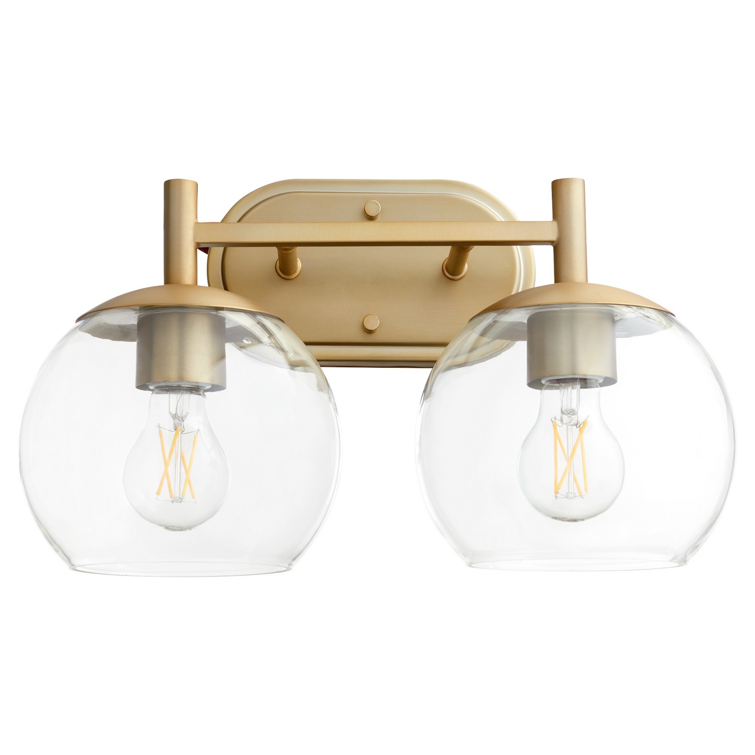 Aged Brass Two Light Vanity from the Lyon Collection