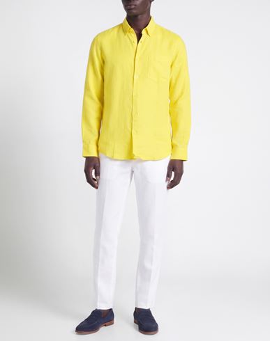 Man Shirt Yellow Size S Linen