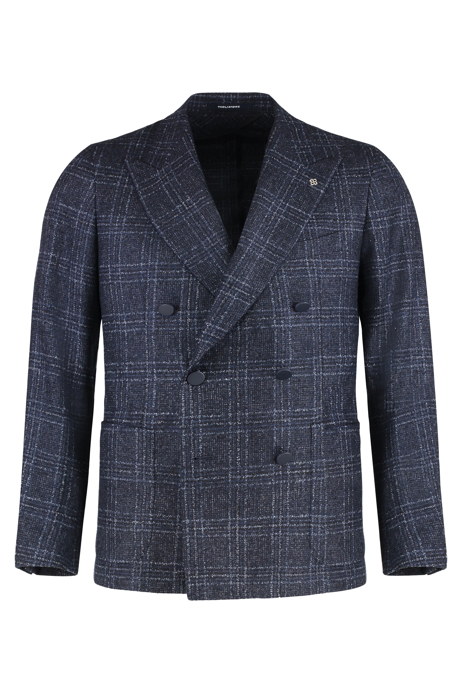 Prince of Wales Wool Jacket with Lapel Collar