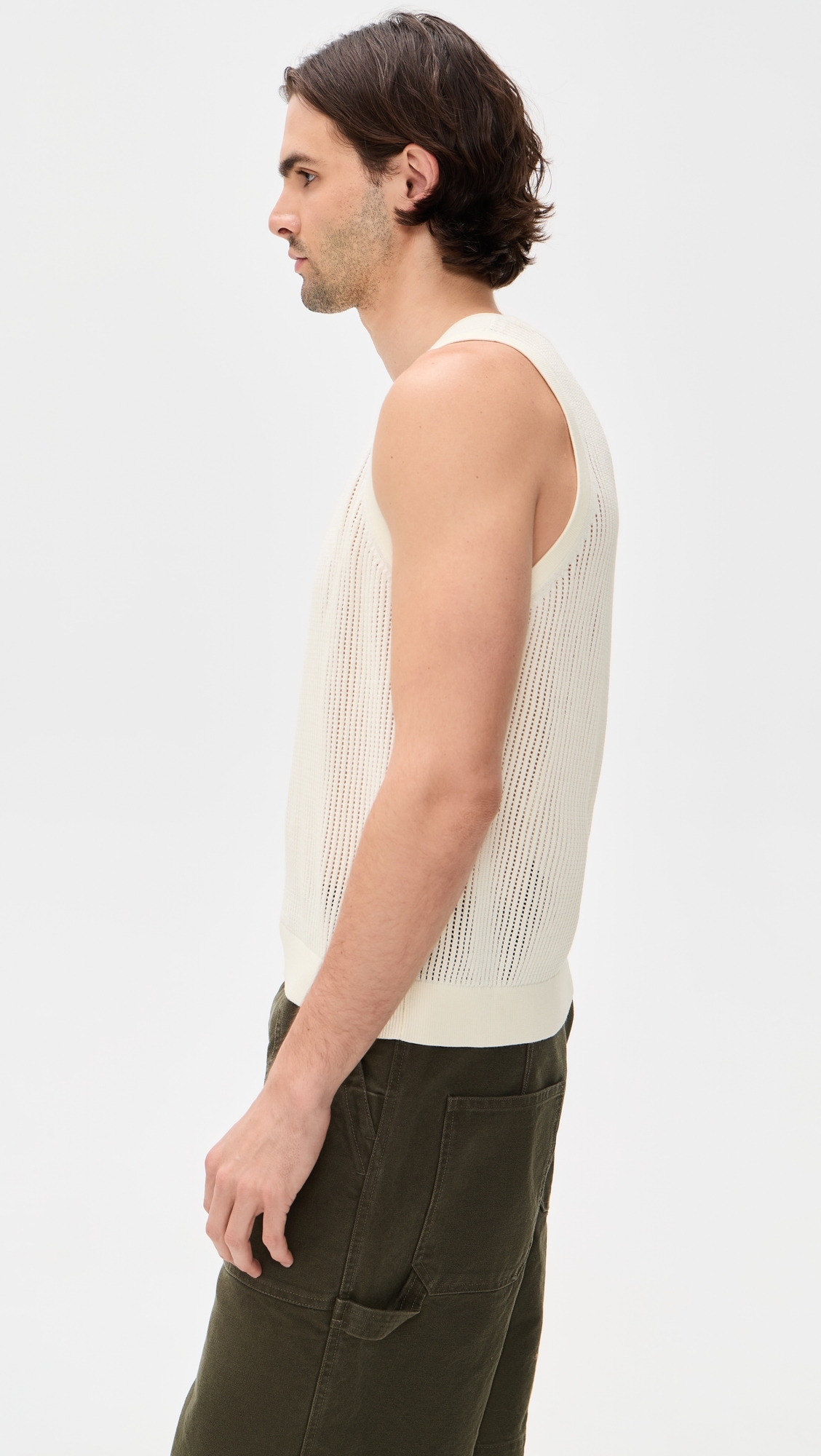 Knit Mesh Tank Top Sea Salt
