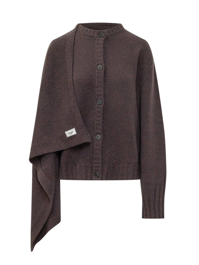 Brown Knitted Round Neck Cardigan
