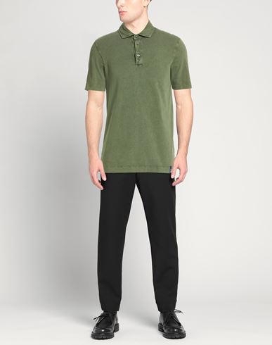Man Polo shirt Military green Size M Cotton
