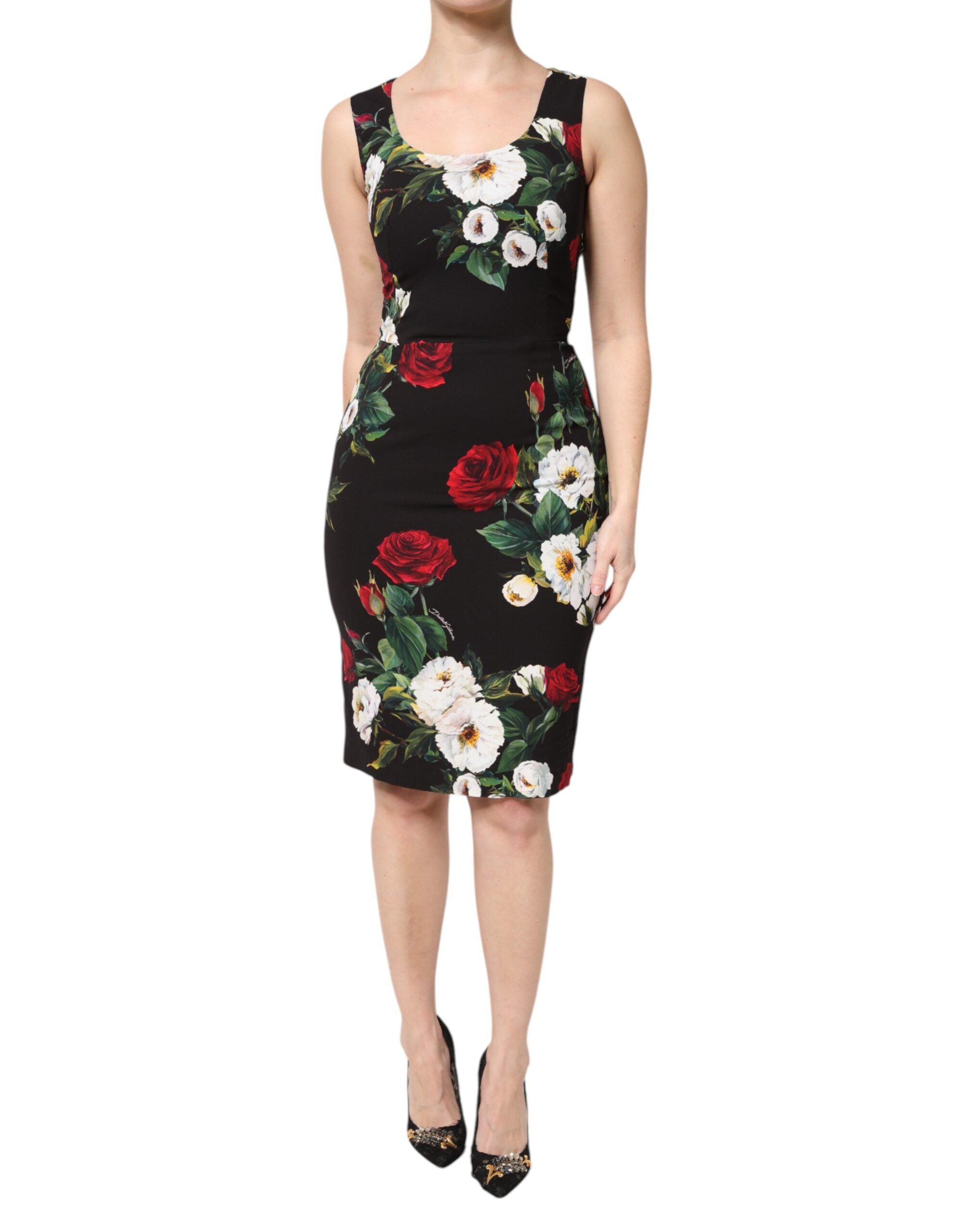 Floral Print Dress — Black