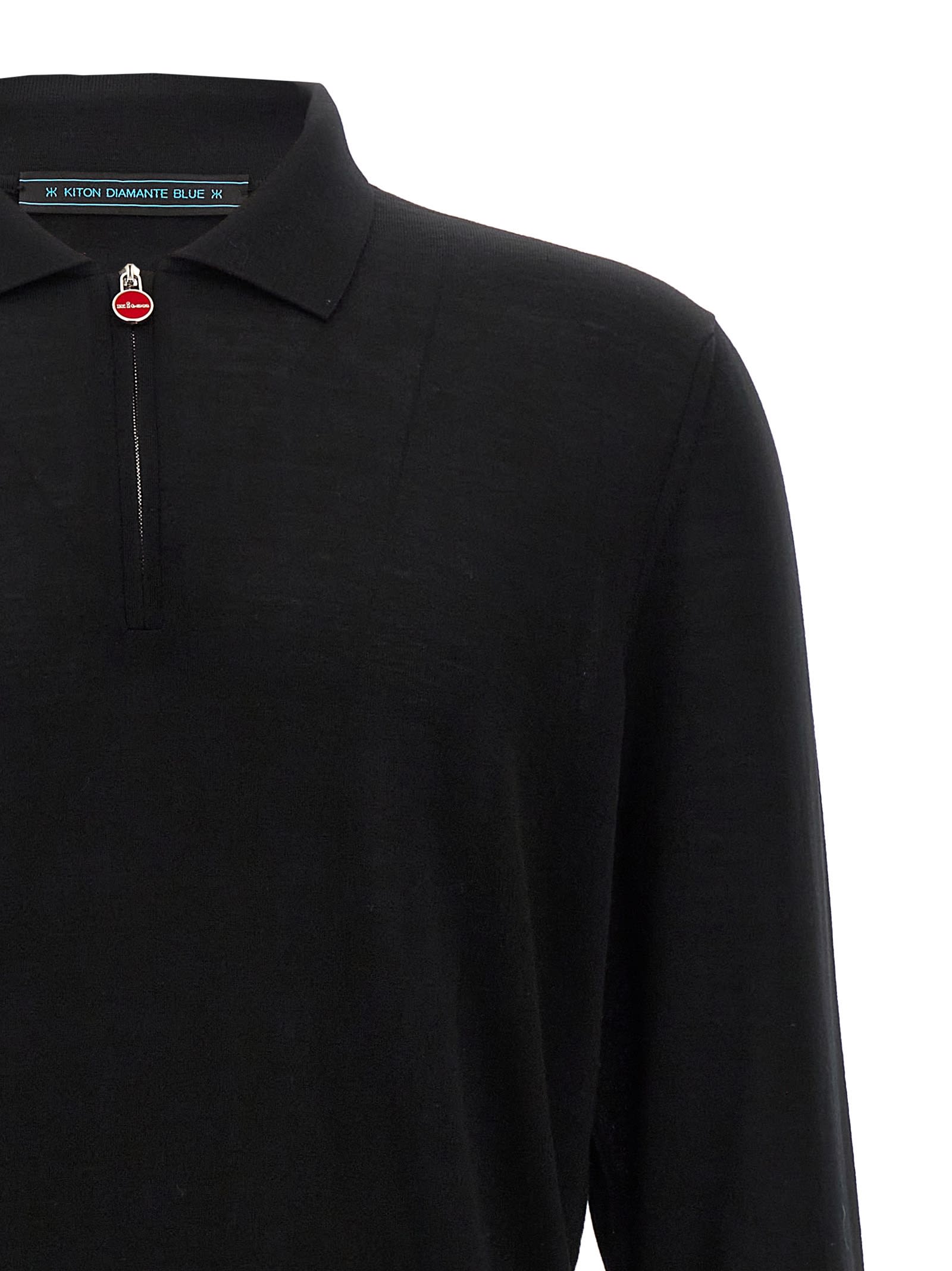 -Wool Shirt Polo Nero-Uomo