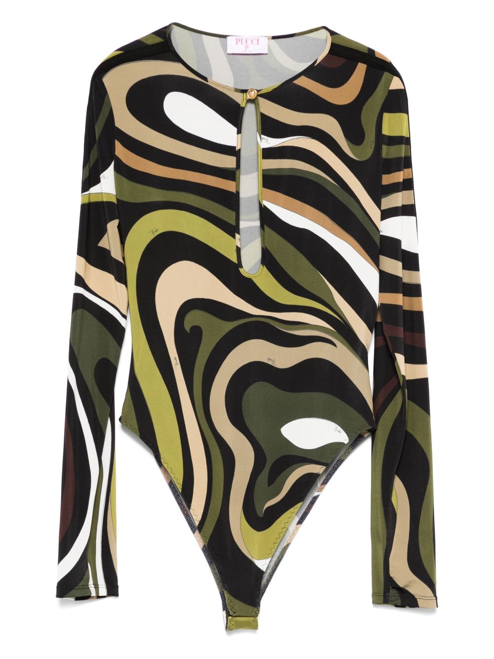 Swirl-print keyhole bodysuit - Black