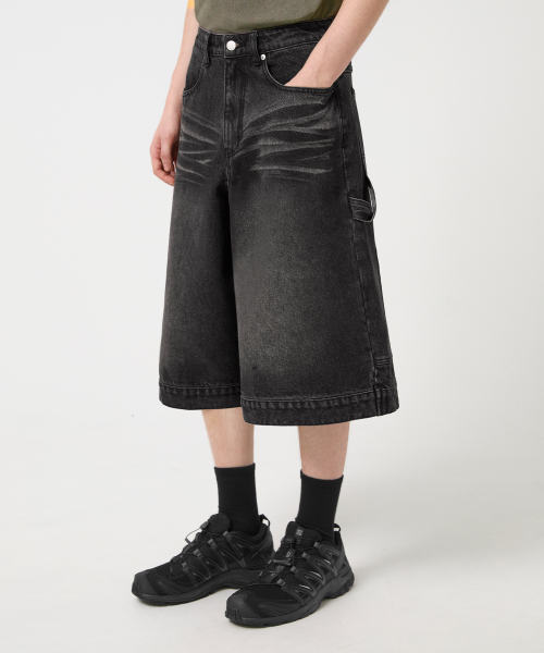 Cat Brush Washed Bermuda Denim Shorts