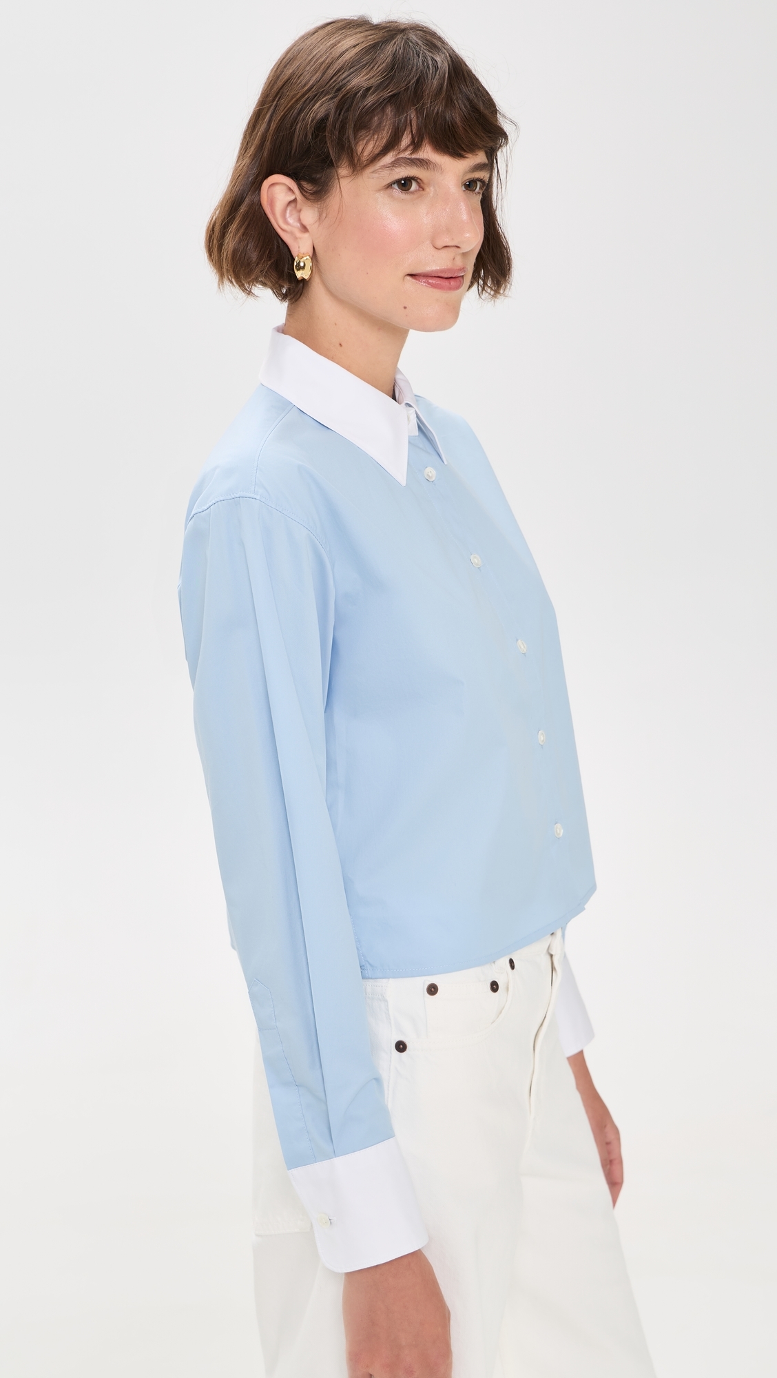 The Cropped Everything Shirt in French Blue French Blue