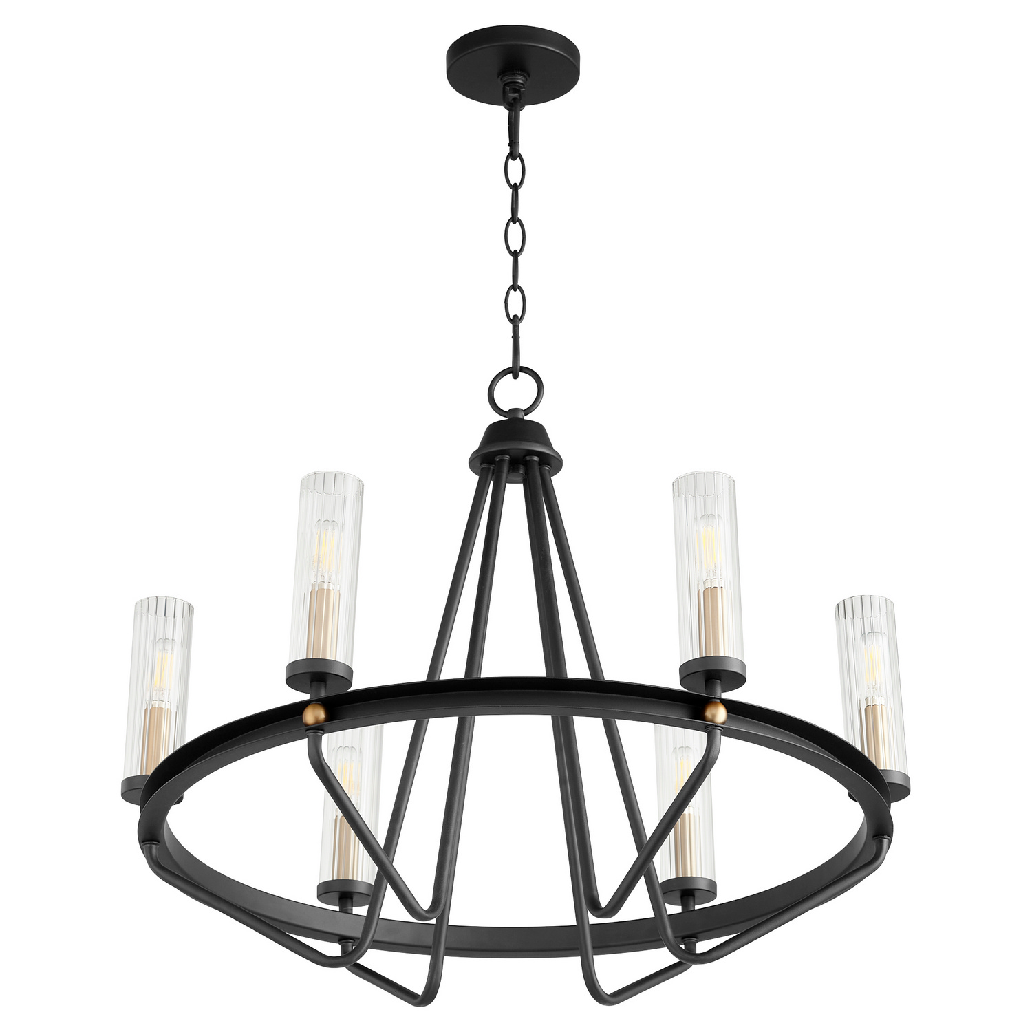 Empire 6-Light Chandelier in Textured Black w with Aged Bra