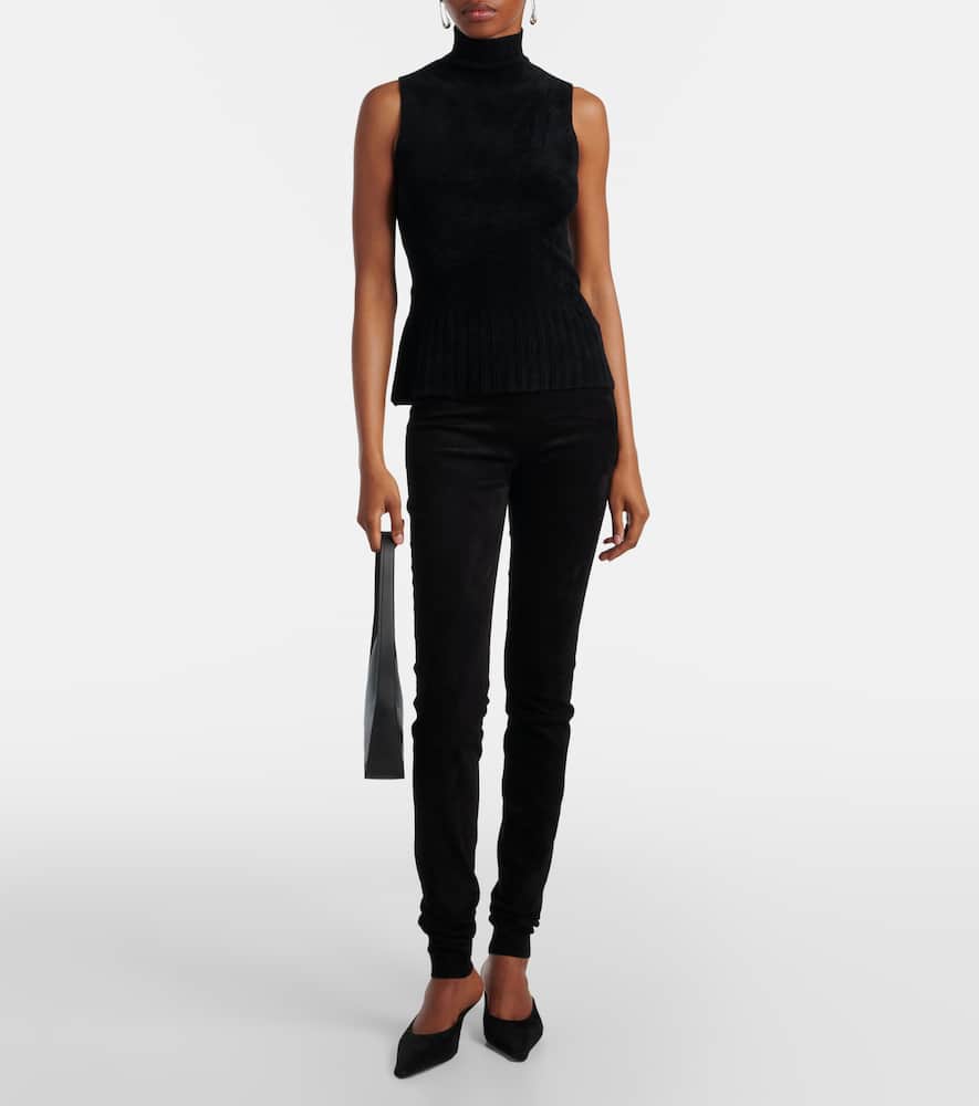 Carolyn mid-rise suede leggings