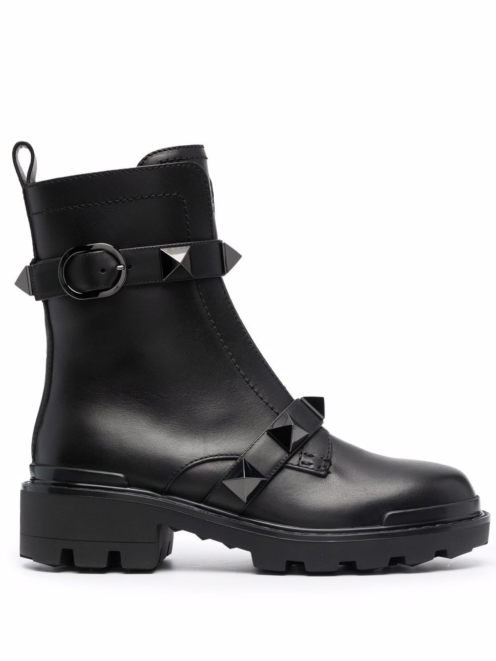 Roman Stud strap-detail boots - Black