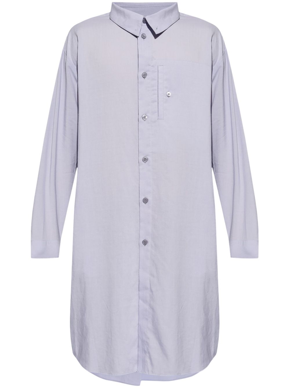 PL Ramie folded-yoke longline shirt - Purple