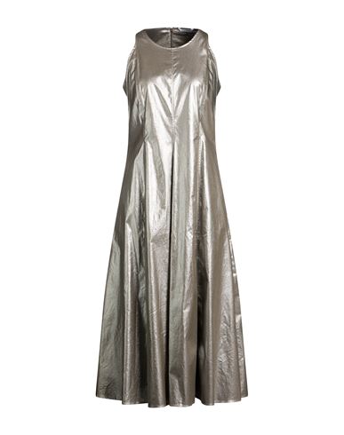 Woman Maxi dress Silver Size 8 Cotton, Polyurethane, Elastane