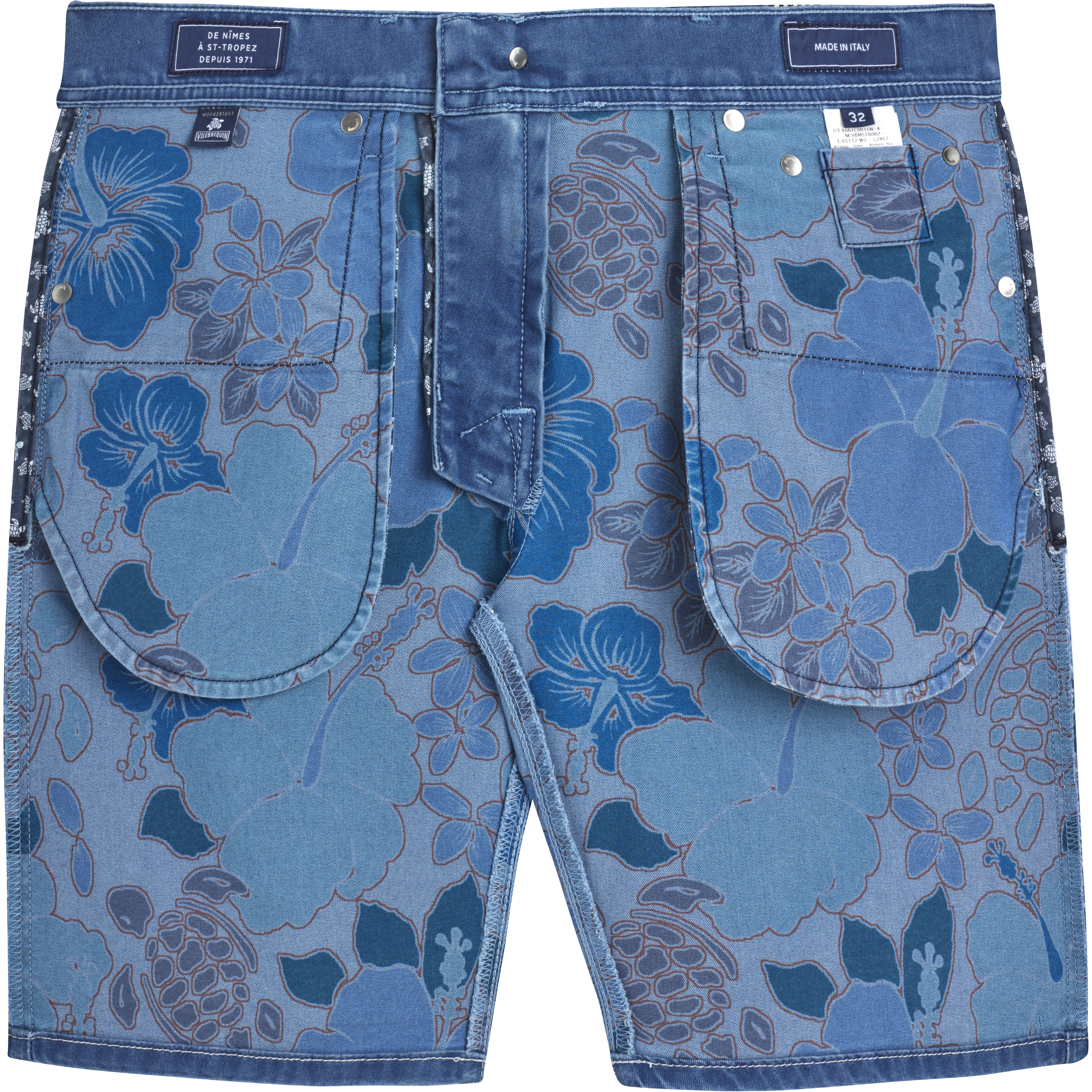 Men 5-pockets Denim Bermuda Shorts Tropical Turtles - Bermuda - Garonne - Blue