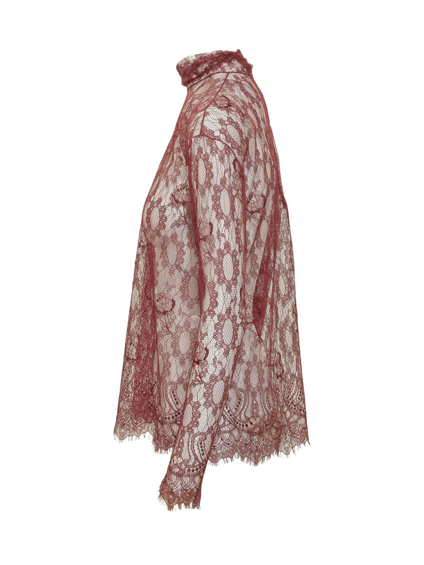 Dolce&Gabbana - high neck long sleeve chantilly lace top