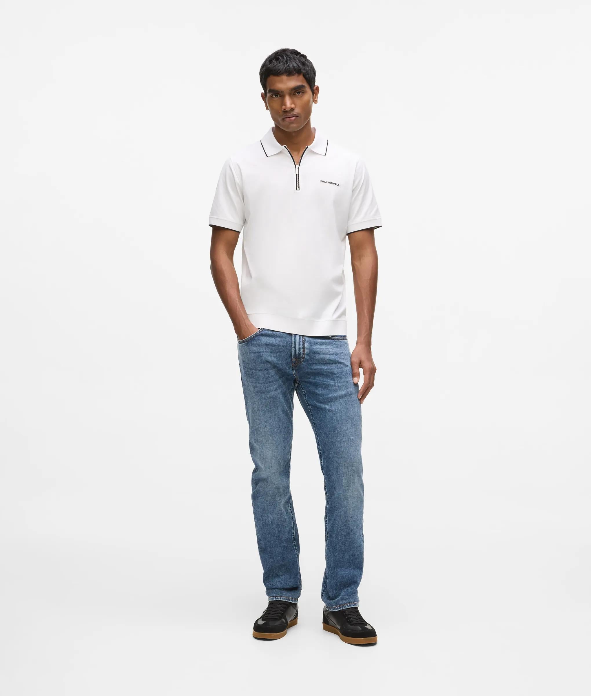 Karl Lagerfeld - Poloshirt Mit Reißverschluss, Herren, Weiss, Größe