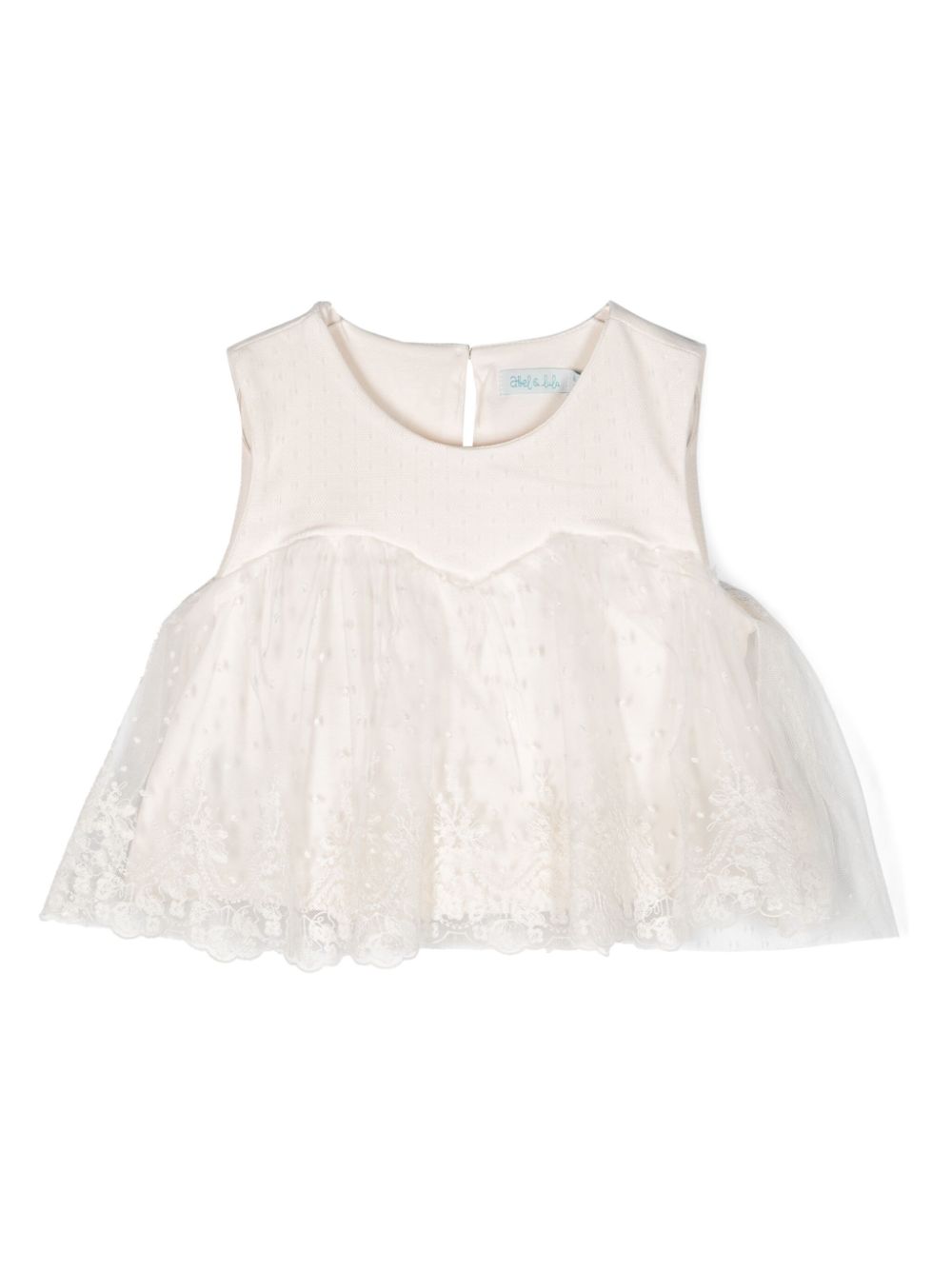 Floral-lace point d'esprit blouse - Neutrals