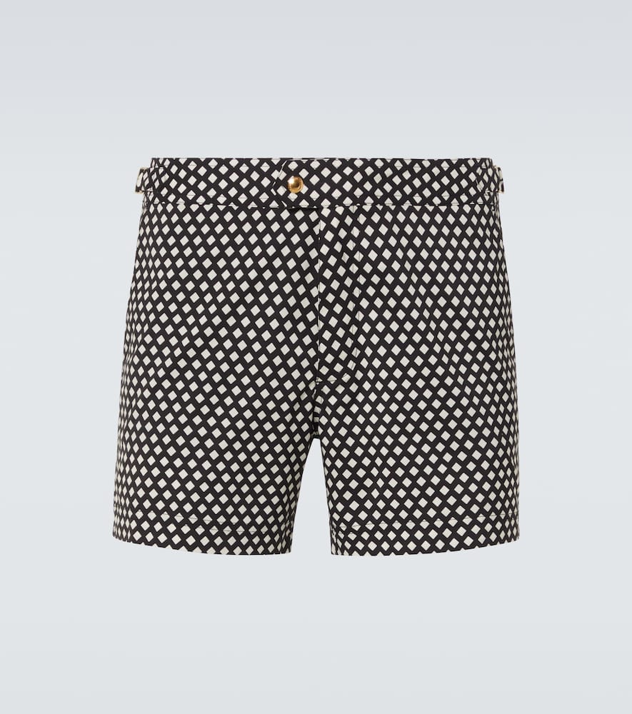 Checked swim trunks