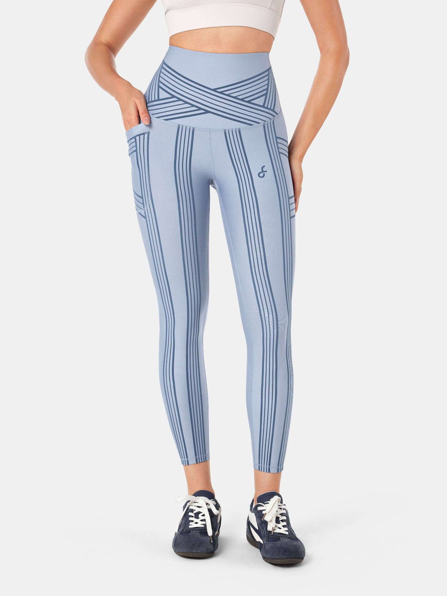 PowerBand Resistance 7/8 Leggings Reversible Wear - Foggy Blue/Slate Blue