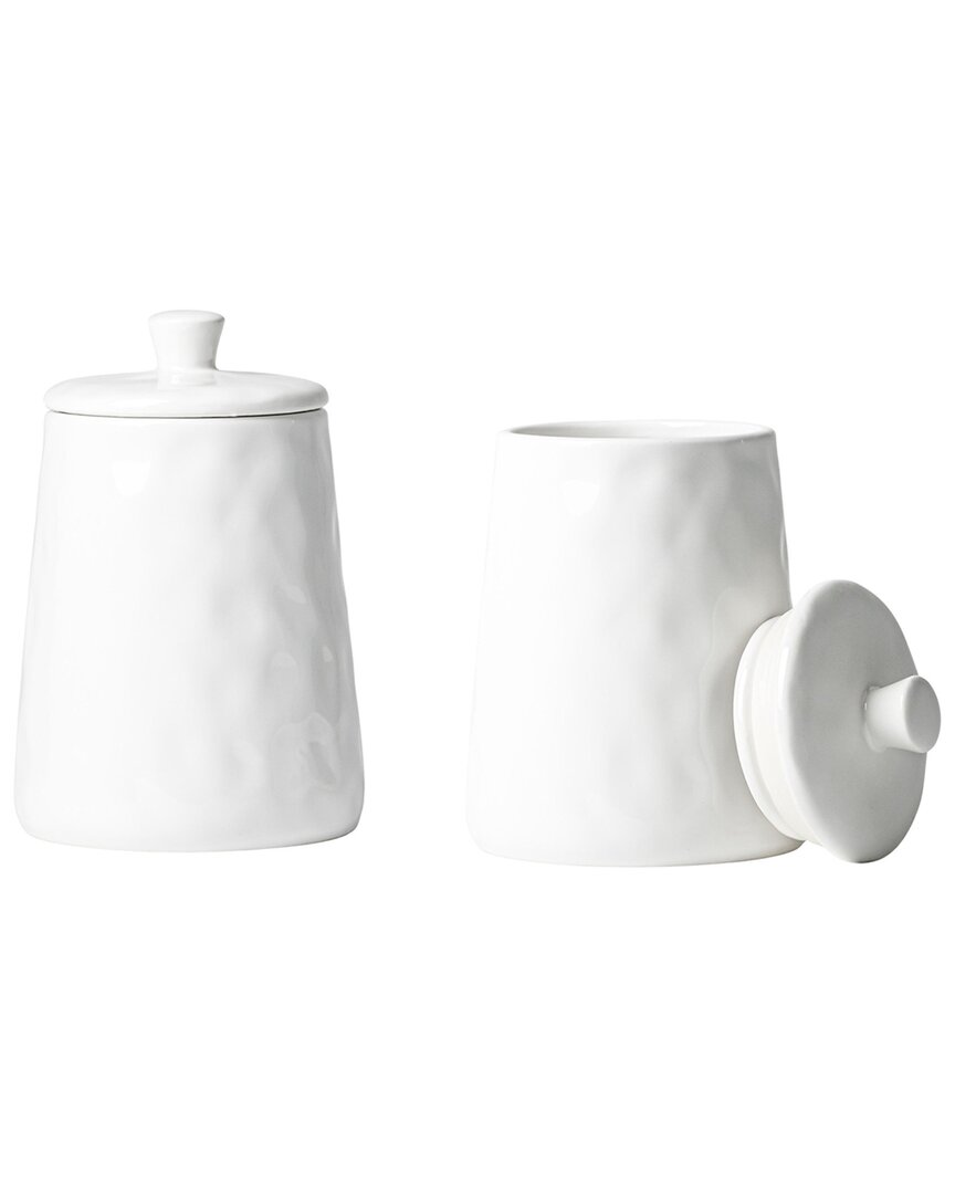 Set Of 2 Artisan Angular Medium Ceramic Canisters