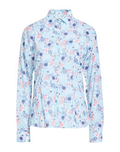 Woman Shirt Turquoise Size 10 Cotton, Elastane