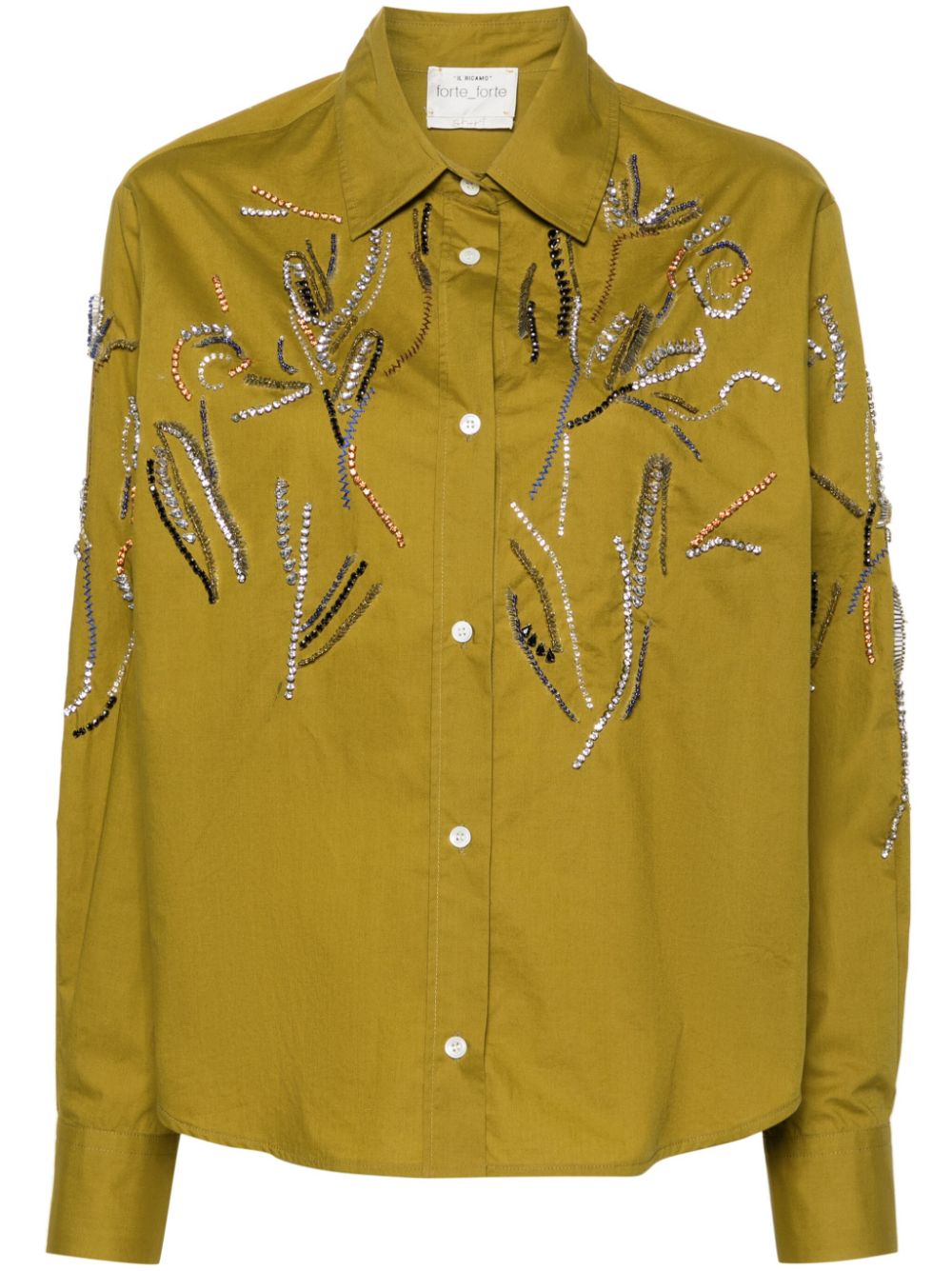 Crystal-embellished poplin shirt - Green
