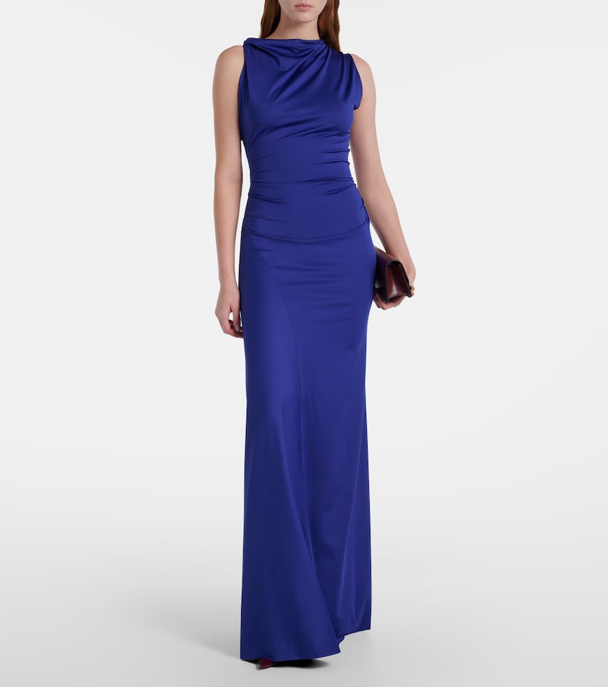 Asymmetric draped gown