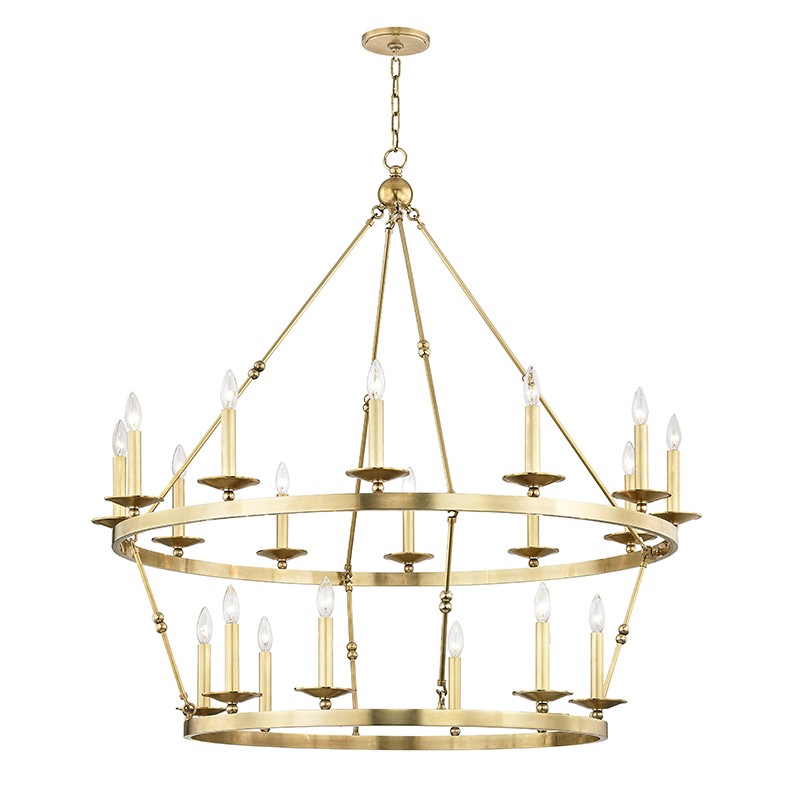 Aged Brass 20 Light Chandelier from the Allendale Collection