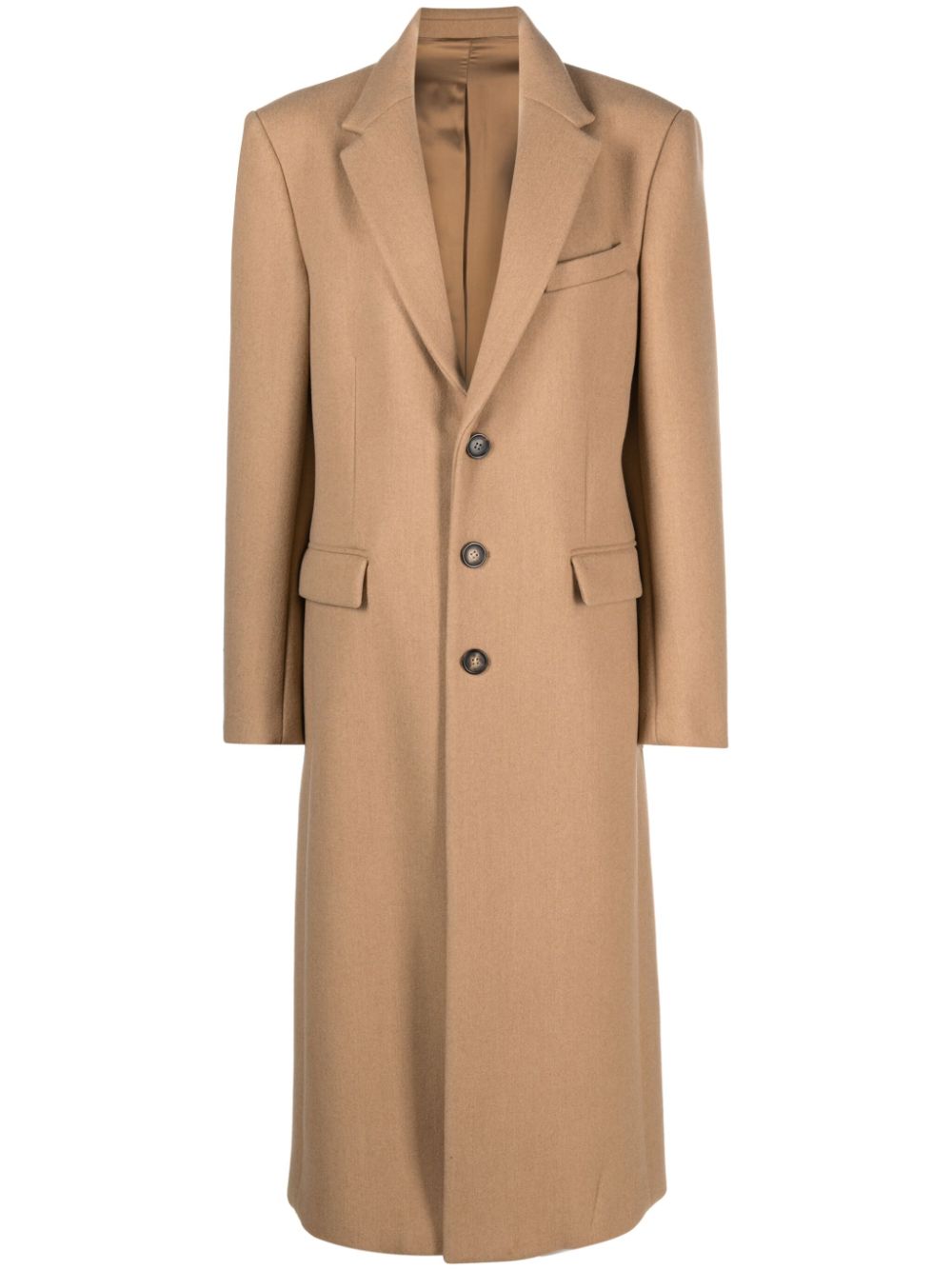Single-breasted wool coat - Black