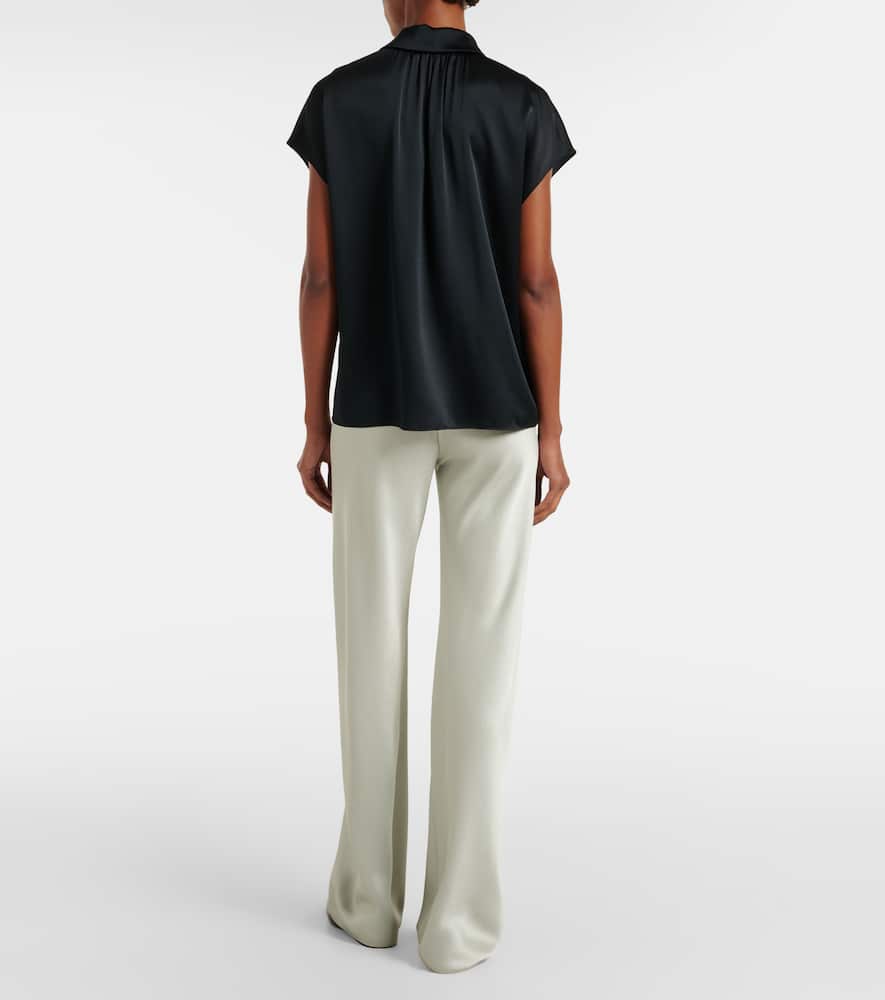 Ruched silk satin top