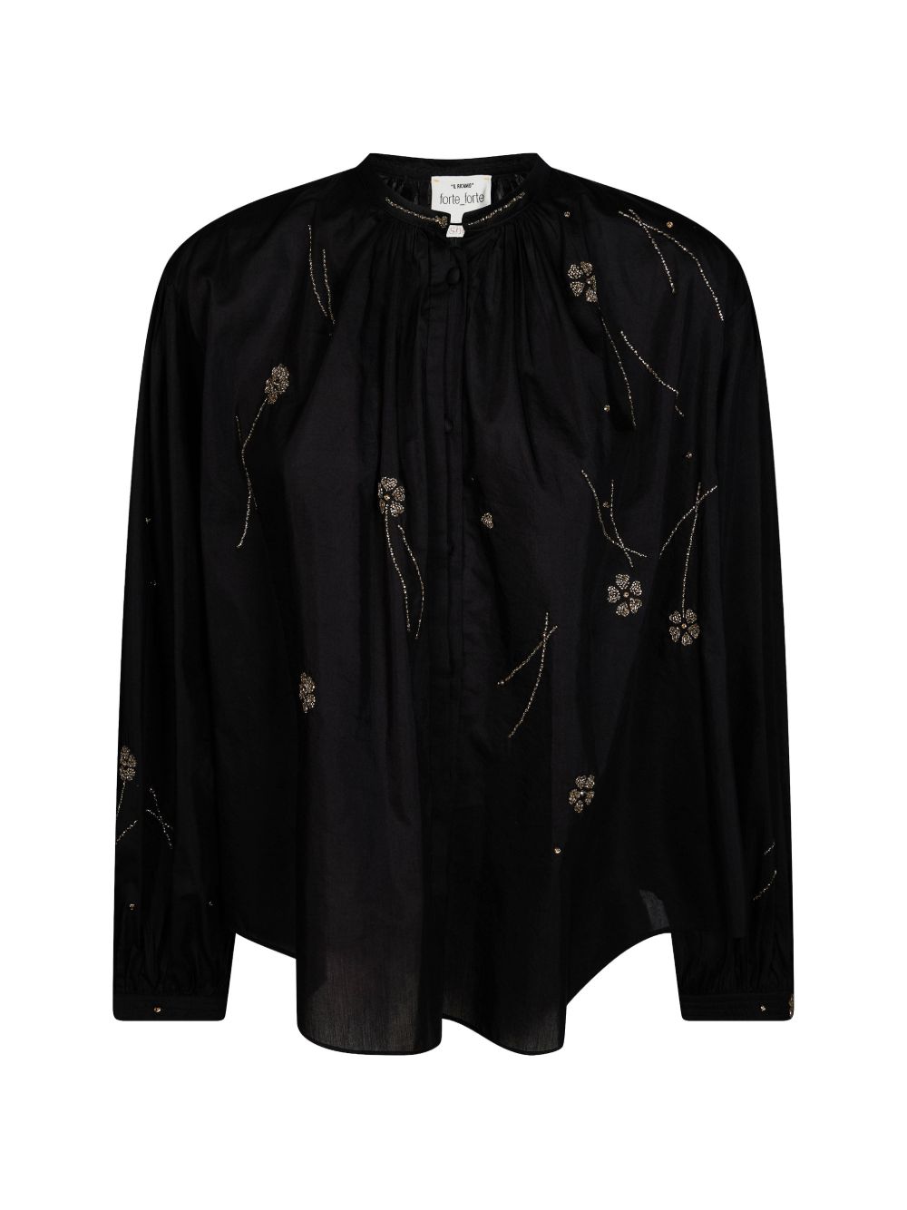 Embroidered Floral Blouse — Black